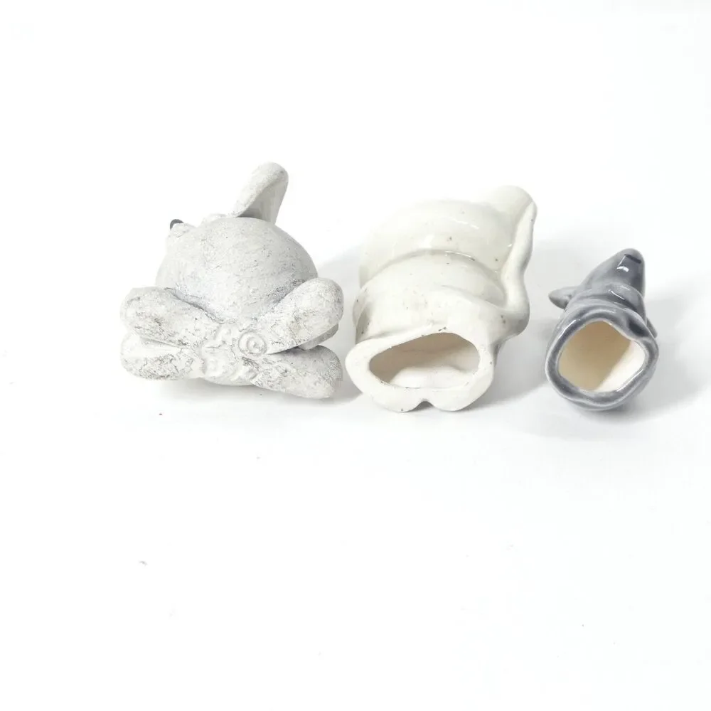 3 Mouse Figurines Handmade Clay Pottery Ceramic Miniature Mice